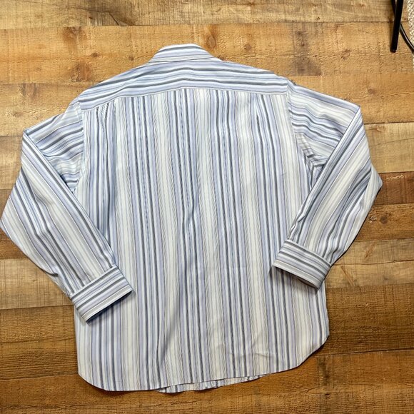 J Crew Mens Long Sleeve Blue and White Button Down Shirt Large - Picture 2 of 4